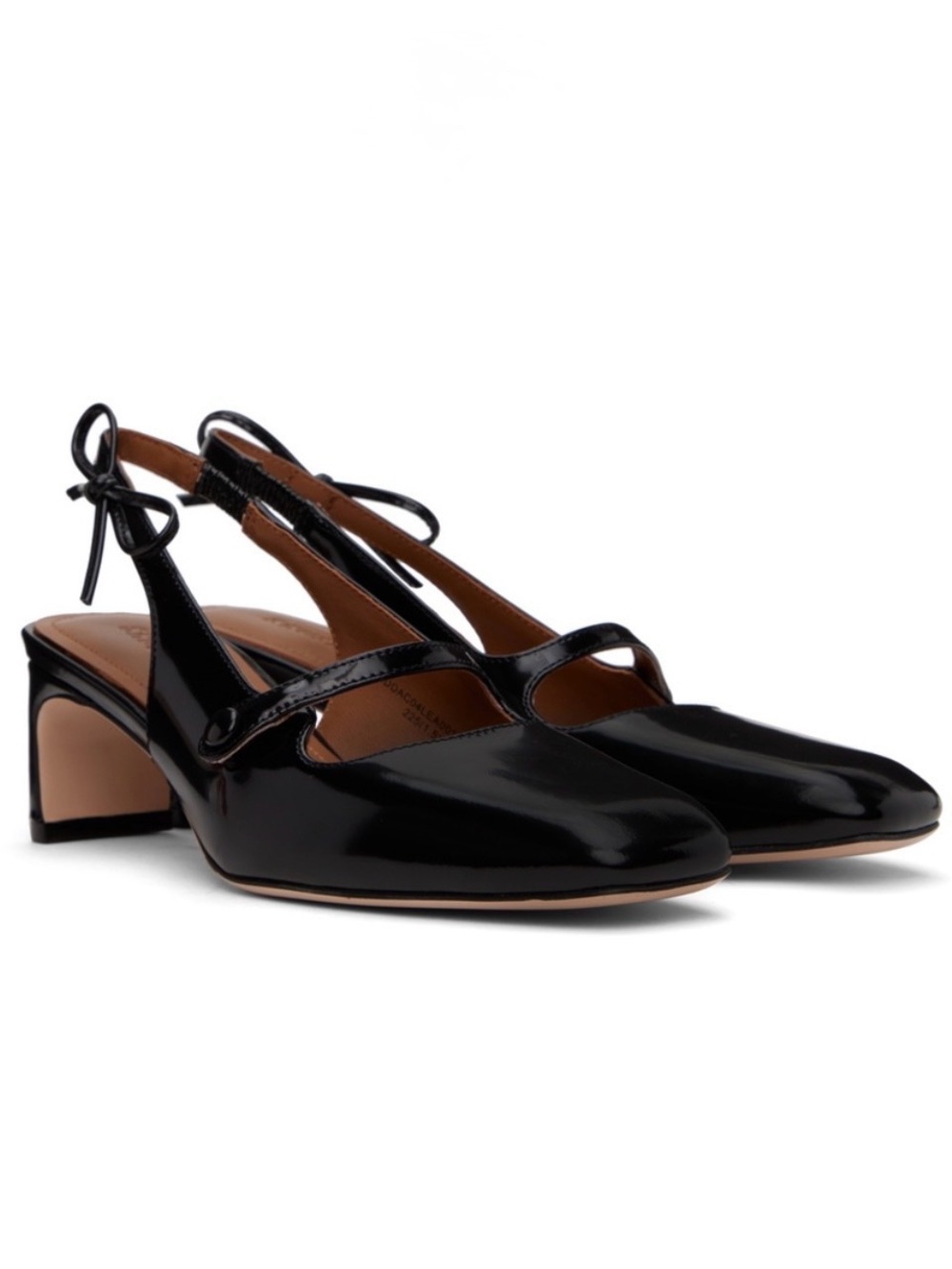 SHUSHU/TONG Black Side Bow Square Toe Heels